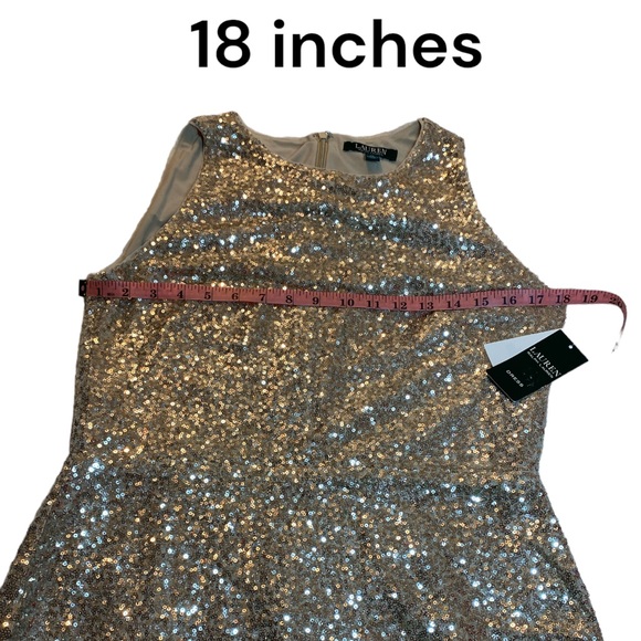 Lauren by Ralph Lauren Gold Sequence Sleeveless Dress, size 10, NWT $150 - Picture 5 of 11